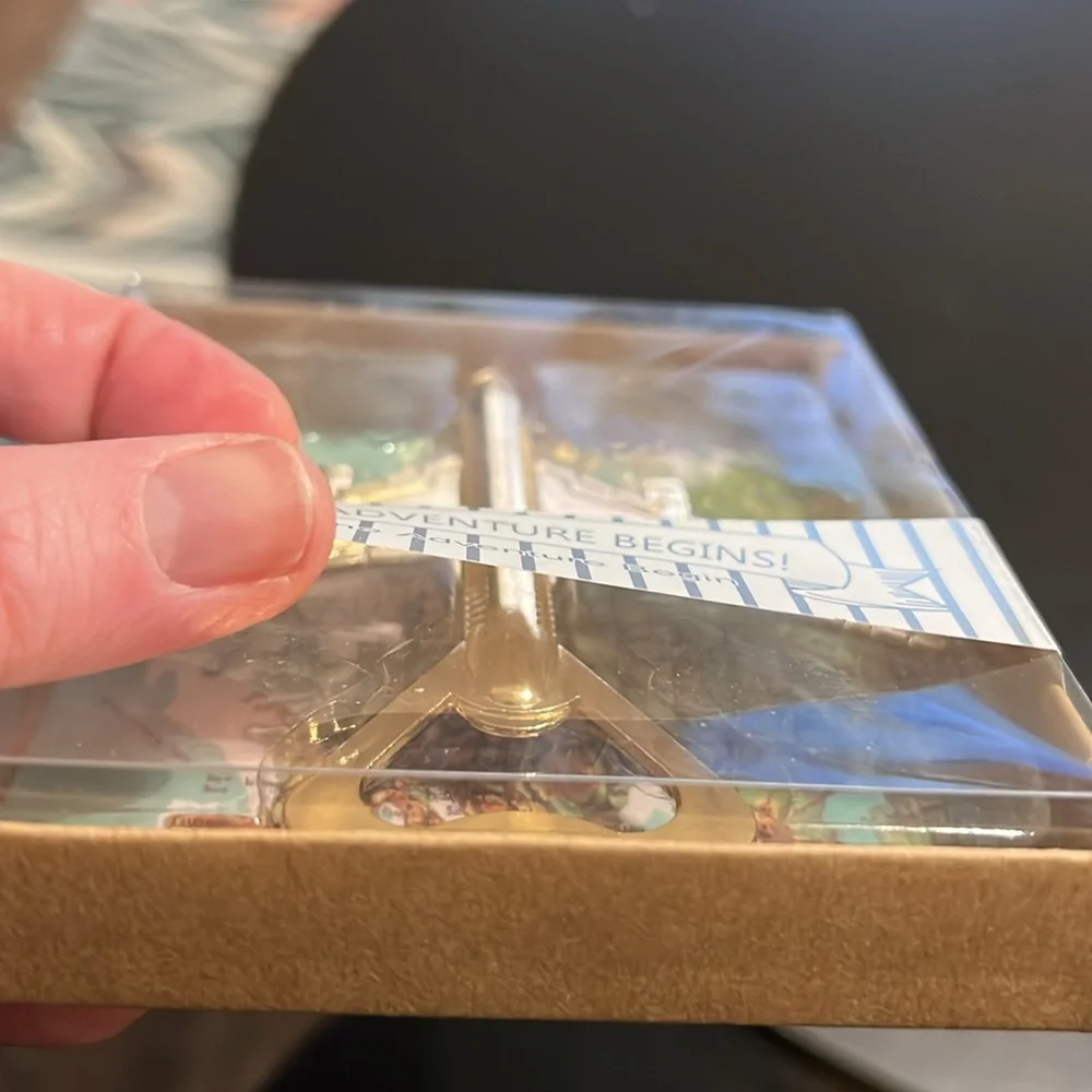 Our Adventure Begins Airplane Gold Metal Bottle Opener